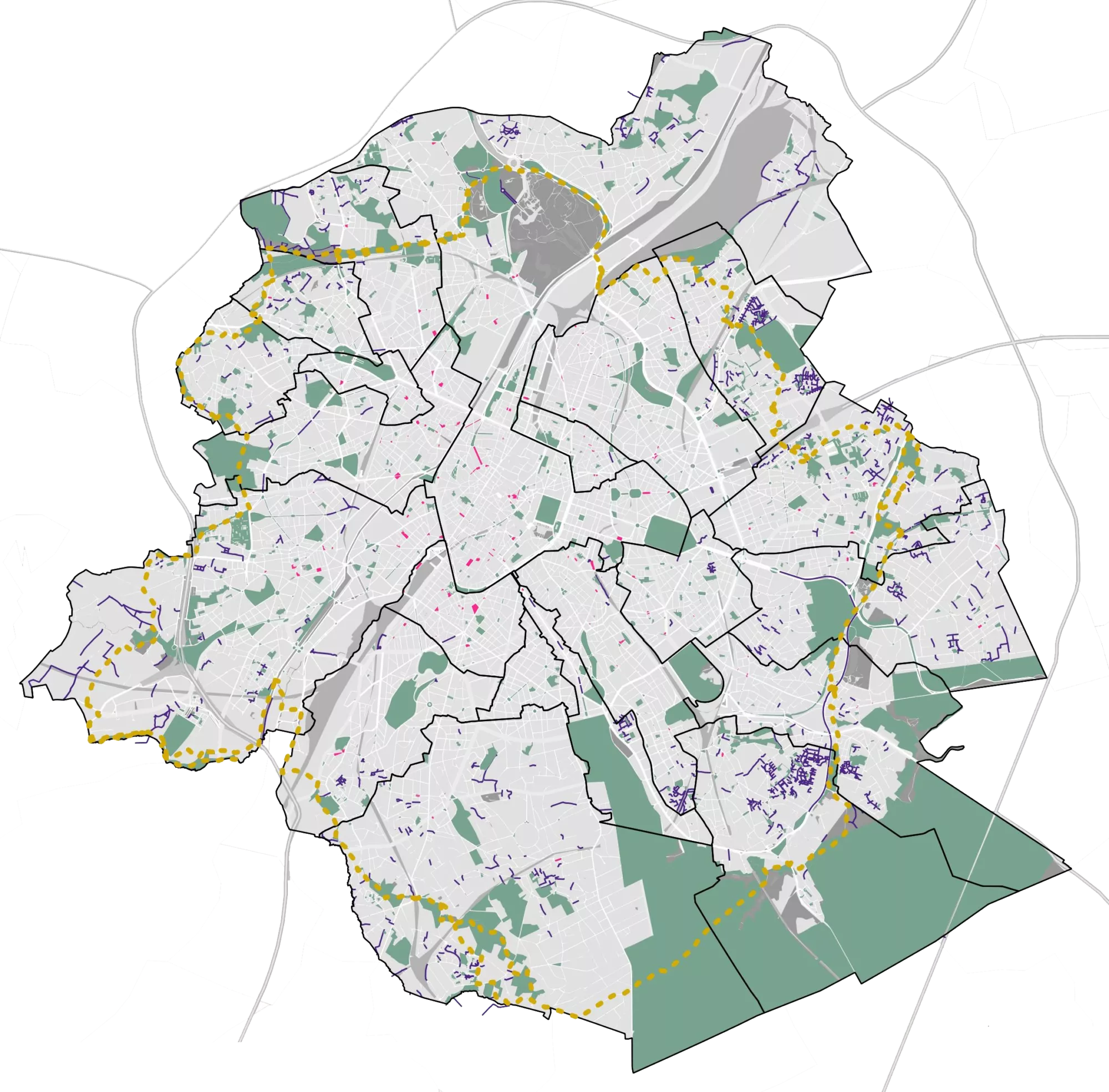 Carte de l'inventaire des espaces verts Base de Donnees 2021