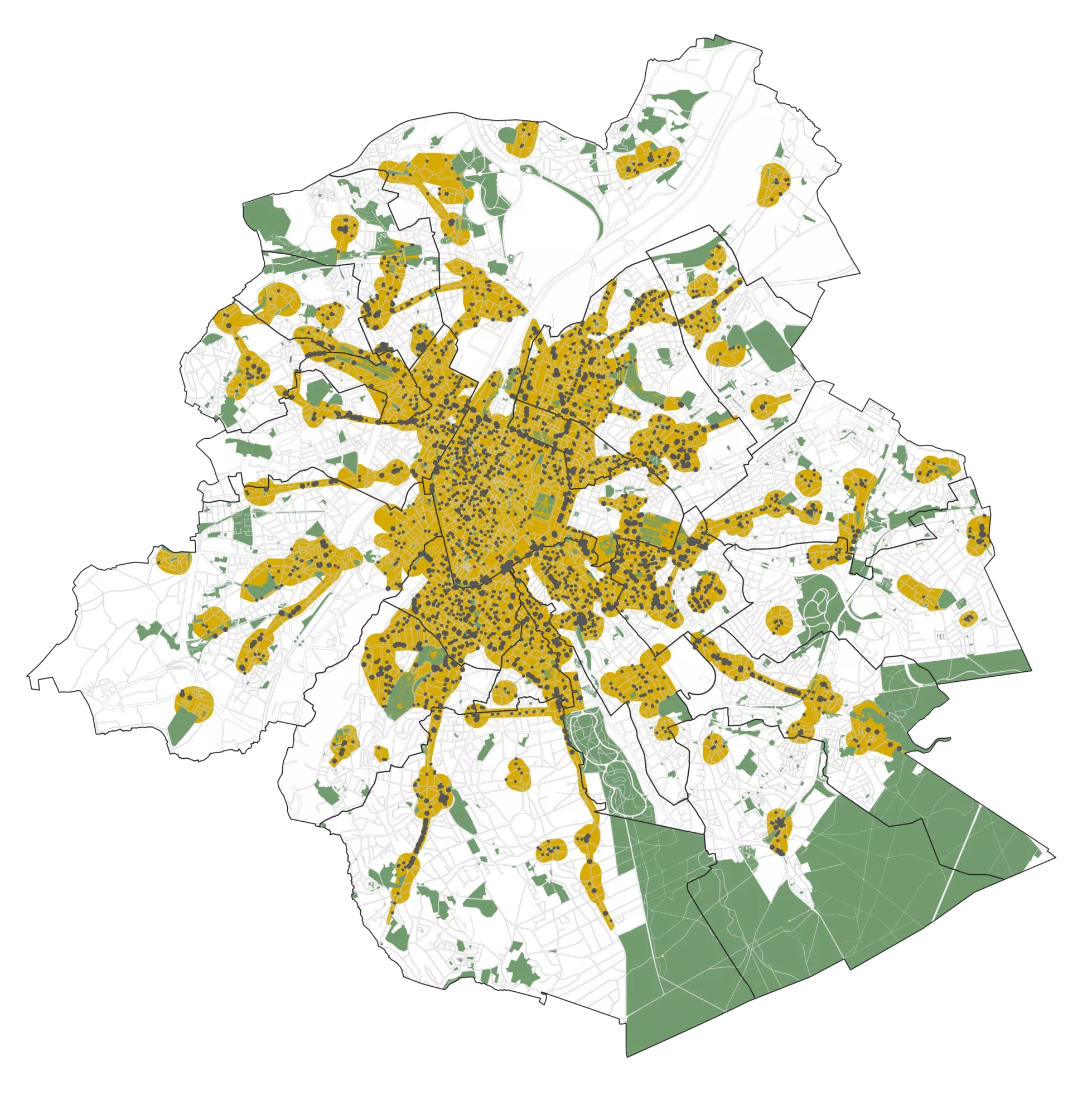 Carte masterplan stationnement velo cargo en RBC