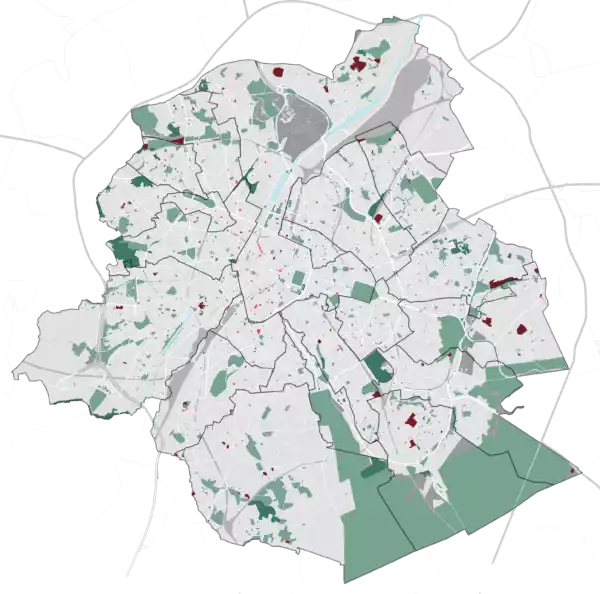 Carte de l'evolution des espaces verts entre 2008 et 2021
