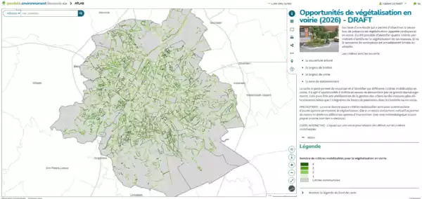 Carte d'opportunités de végétalisation en voirie - Geodata (BE)